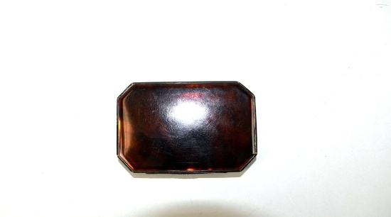 Antique Tortoise Shell and Silver Frame Snuff Box