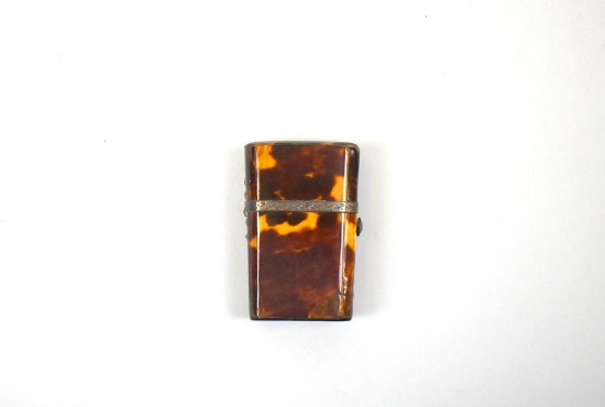 Antique Tortoise Shell Vinaigrette / Perfume Box with Glass Perfume Bottle