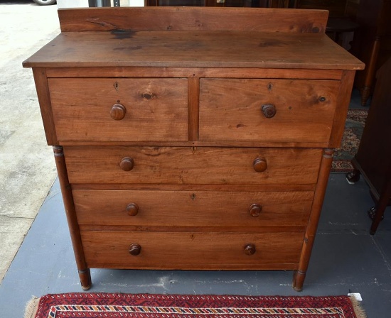 Handmade Early 19th C. Walnut Country Primitive Sheraton Stepback Chest, Ca. 1810