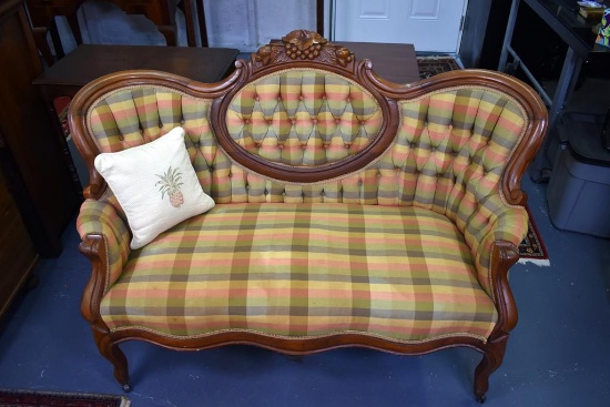 19th C. Victorian Renaissance Revival Triple Back Settee