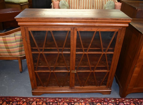 Vintage Oak and Pine Bookcase with Astragal Glazed Doors