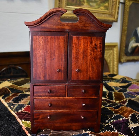 Contemporary Mahogany Miniature Highboy Armoire