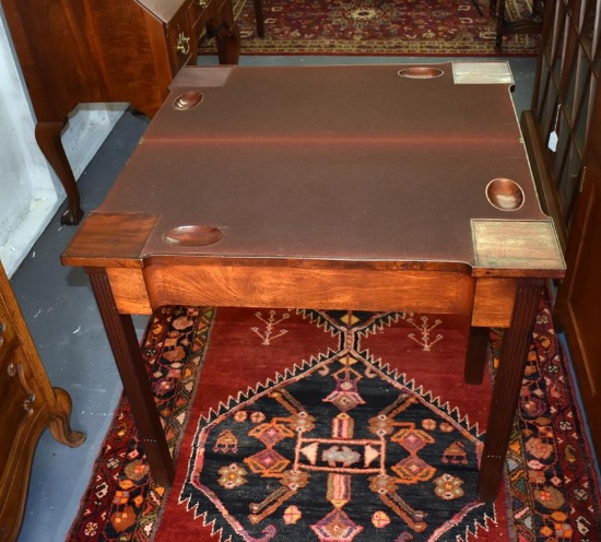 18th C. Chippendale Mahogany Serpentine Game Table, Manner of Jn. Townsend (1733–1809), Newport, RI