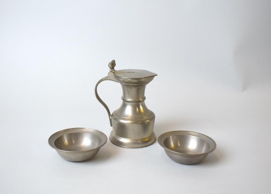 Small Kurt & Co Pewter Syrup & Two Syrup Serving Bowls