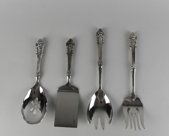 Four Wallace Silversmiths “Grand Baroque” Sterling Silver Serving Pieces