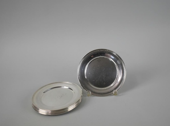 Eight S. Kirk & Son Sterling Silver 6” Plates