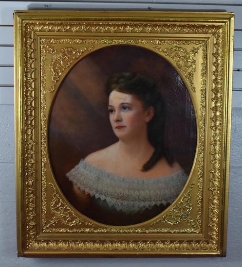 (XIX) 19th C. Portrait of a Lady, Oil on Canvas, Unsigned