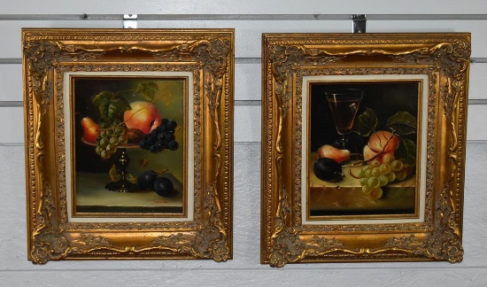 S. Pena (XX) Pair of Still Life Paintings, Oil on Canvas, Signed