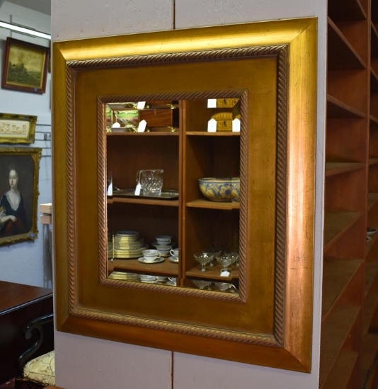 Fine Contemporary Howard Elliott Collection Gilt Wood Rectangular Mirror, Beveled Glass