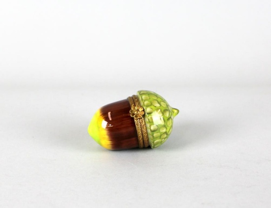 Acorn Hand Painted Porcelain Limoges Trinket Box