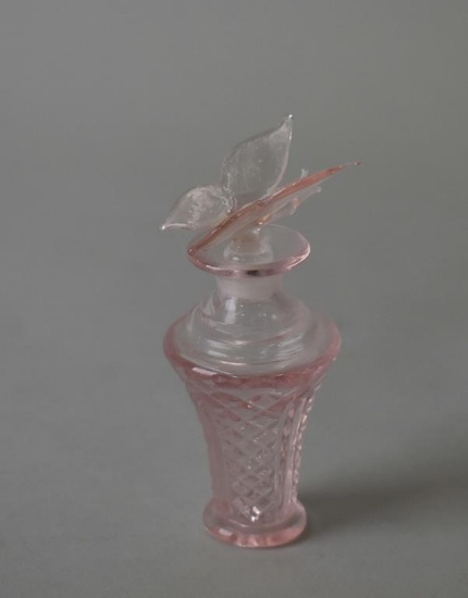 Pink Glass Perfume with Butterfly Stopper