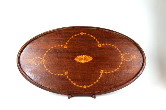 Inlaid Mahogany 24” Oval Tray