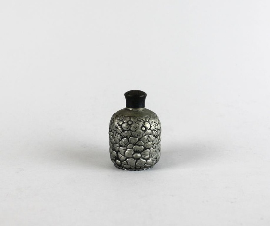 Vintage Repousse Pewter Floral Pattern Shaker Bottle, Circa 1950s
