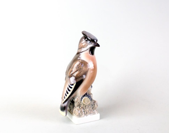 Copenhagen Porcelain Co. Lyngby Bird Figurine No. 06 “Cedar Waxwing”, Denmark