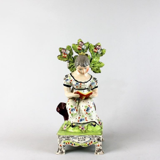 Ca. 1830 Obadiah Sherratt Staffordshire Pearlware Figurine “Vilage (Sic) Maid”