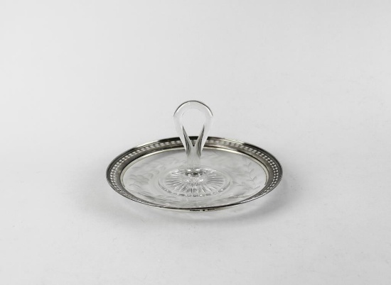 Silver & Etched Crystal 7.5” Tidbit Server