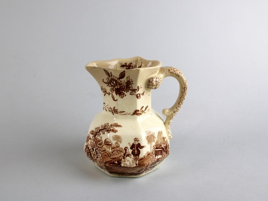 Antique Mason's Watteau Brown Cream Ironstone Pitcher / Small Jug, England