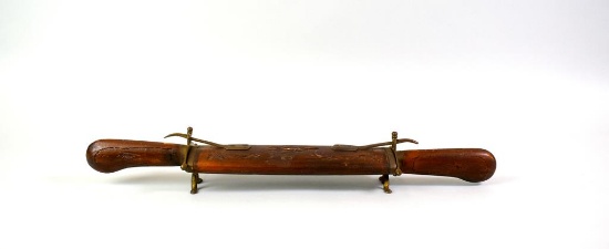 Vintage Carving Set with Brass Fittings, Carved Scabbard Case, India