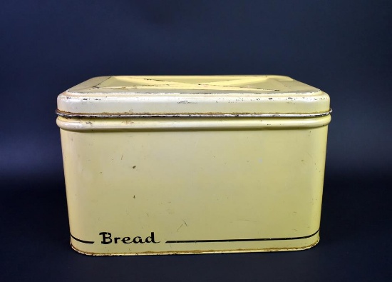 Vintage Metal Tin Yellow Bread Box