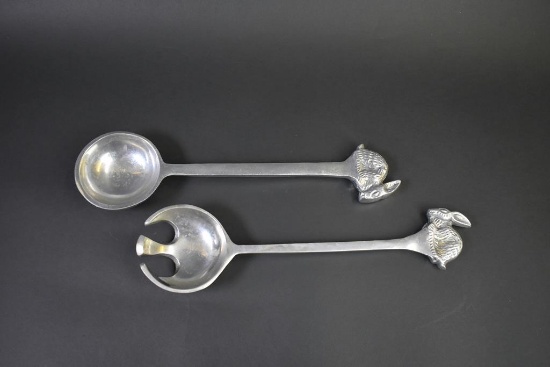 Metal Rabbit Motif Salad Serving Set, India