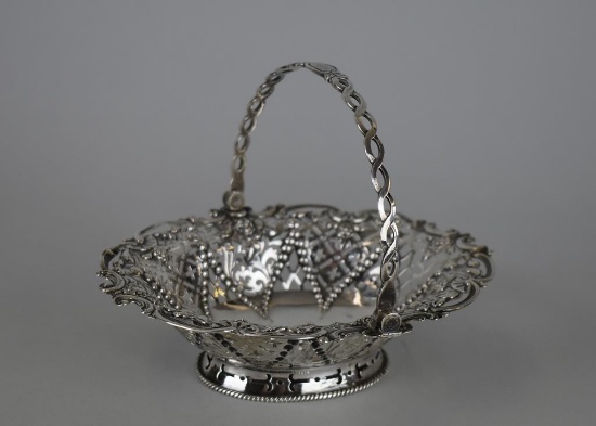 1767 Robert Makepeace II Sterling Silver Openwork Basket with Swing Handle, London