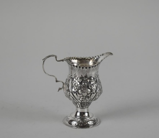1775 Thomas Shepherd Small Repousse Sterling Silver Cream Pitcher, London