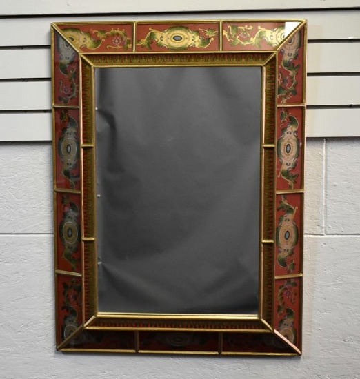 Contemporary South Cone Trading Co. Polychrome Glass and Gilt Metal Mirror