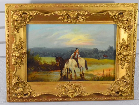 Charles W. Oswald (British, XIX-XX) Pastoral Landscape, Oil on Canvas, Relined, Signed Lower Left