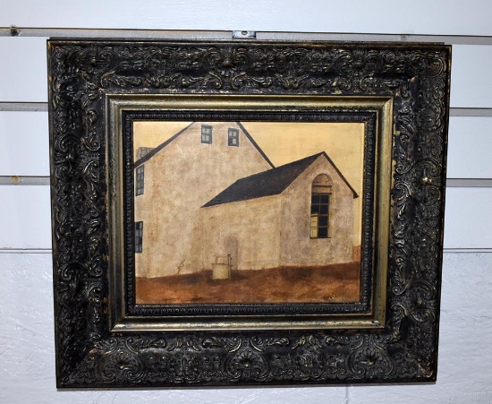 Allan Nance (American, b. 1940) “Stucco Farm—Chad's (Sic) Ford” Acrylic on Masonite, Signed Lower Rt
