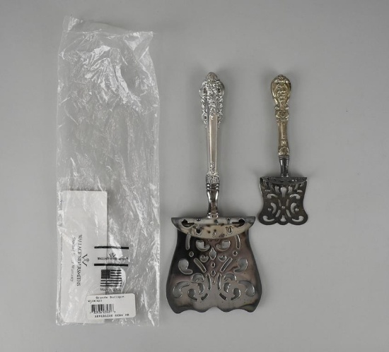 Wallace Silversmiths Grand Baroque Sterling Silver Asparagus Server (10.25”) & Other Server (6.25”)