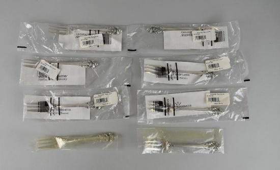 Set of 8 Wallace Silversmiths Grand Baroque Sterling Silver Cake Forks