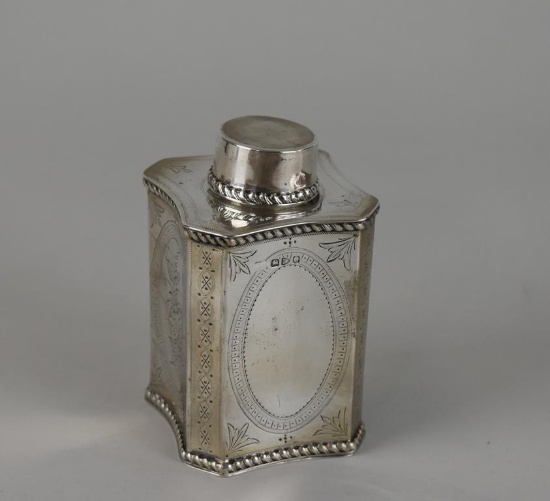 Antique 18th C. English Sterling Silver Tea Caddy, Chester