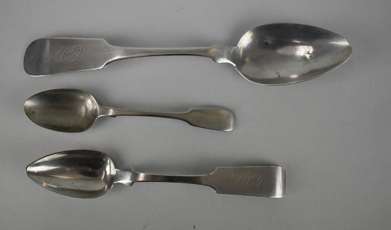 Three Antique Sterling or Coin Silver Spoons