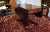 Antique American Empire Burl Walnut Drop-Leaf Table, 19th C.