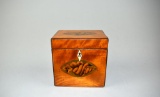Antique Satinwood Tea Caddy with Shell Design Inlay
