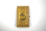 Antique 19th C. Calling Card Case with Repousse Brass Covers