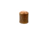 Antique Small Lidded Cylindrical Bronze Box with Engraved Decoration