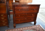 Handmade Early 19th C. Southern American Empire Flame Mahogany Gentleman's Bureau, Ca. 1830