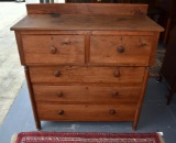 Handmade Early 19th C. Walnut Country Primitive Sheraton Stepback Chest, Ca. 1810