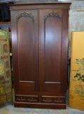 Early 20th C. Carved Walnut Armoire or Wardrobe