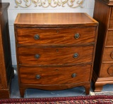 Early 19th C. Georgian Flame Mahogany Three Drawer Chest with Banding, England, Ca. 1910