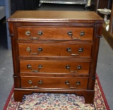 Handmade Miniature Mahogany Four Drawer Chest, Bracket Feet