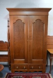Early 20th C. Burl Walnut and Oak Armoire or Wardrobe, Ca. 1915
