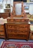 Early 19th C. American Empire Mahogany Dresser with Mirror