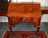 Chippendale Style Flame Mahogany Drop-Front Desk with Ball and Claw Feet, 20th C.