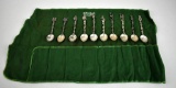 Lot of Ten Ornate British Silver Demitasse Spoons