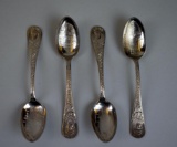 Lot of Four Standard Co. Silver 1893 World's Fair Columbian Expedition Chicago Souvenir Spoons