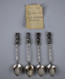 Four 19th C. British Silver Asian Wise Men Demitasse Spoons