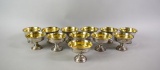 Twelve Weighted Sterling Silver Footed Dessert Cups, Gilt Lined