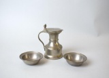 Small Kurt & Co Pewter Syrup & Two Syrup Serving Bowls